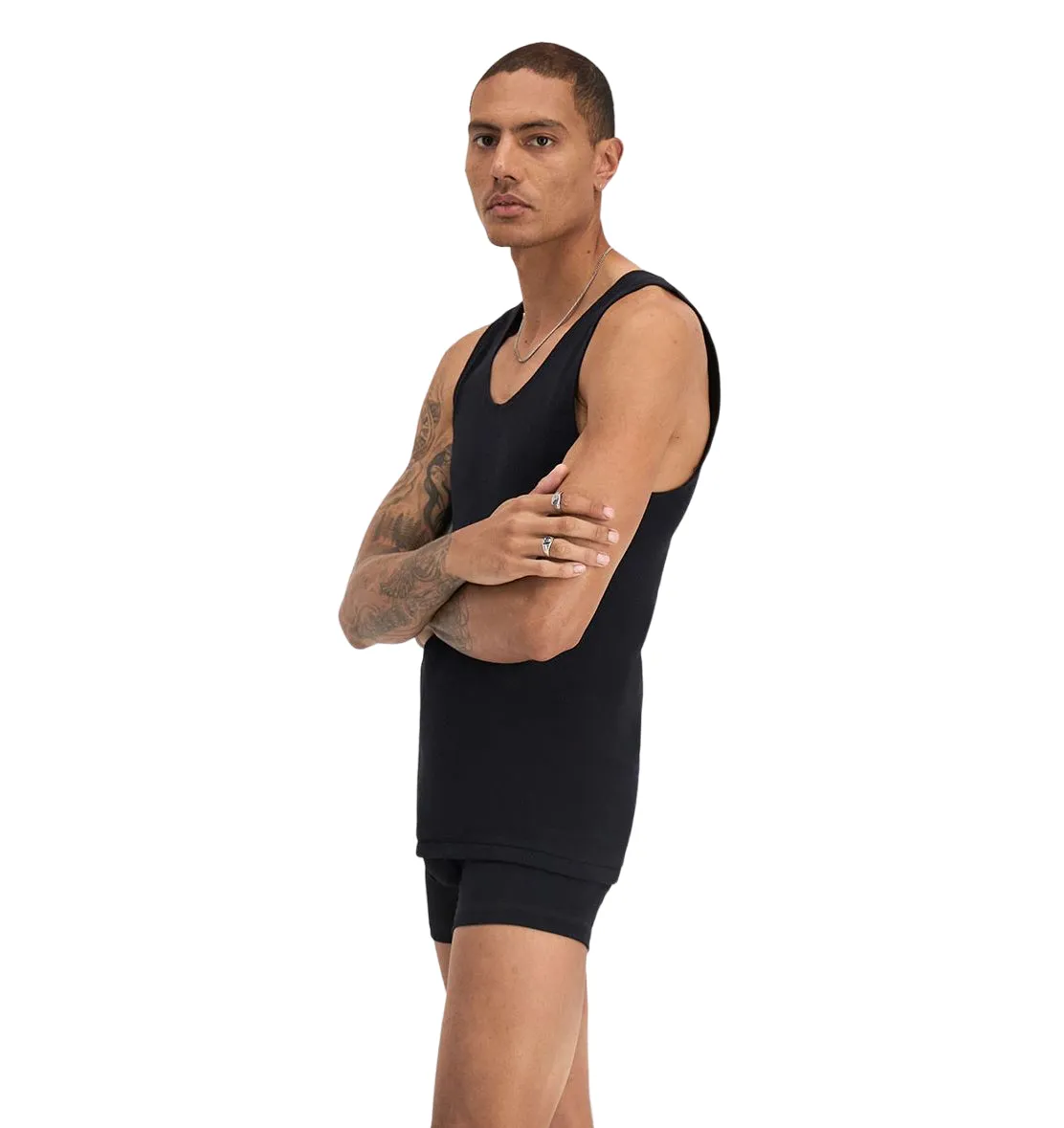 10 x Bonds X-Temp Black Mens Chesty Cotton Plain Singlet Vest Tank Top