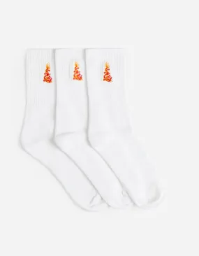 1264 Micro Dragon Sport Sock 3 Pack White/White/White