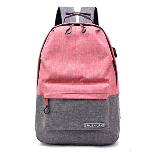 2-FNS School Backpacks Lightweight Canvas Travel Laptop Backpack Student Backpack with USB Charging