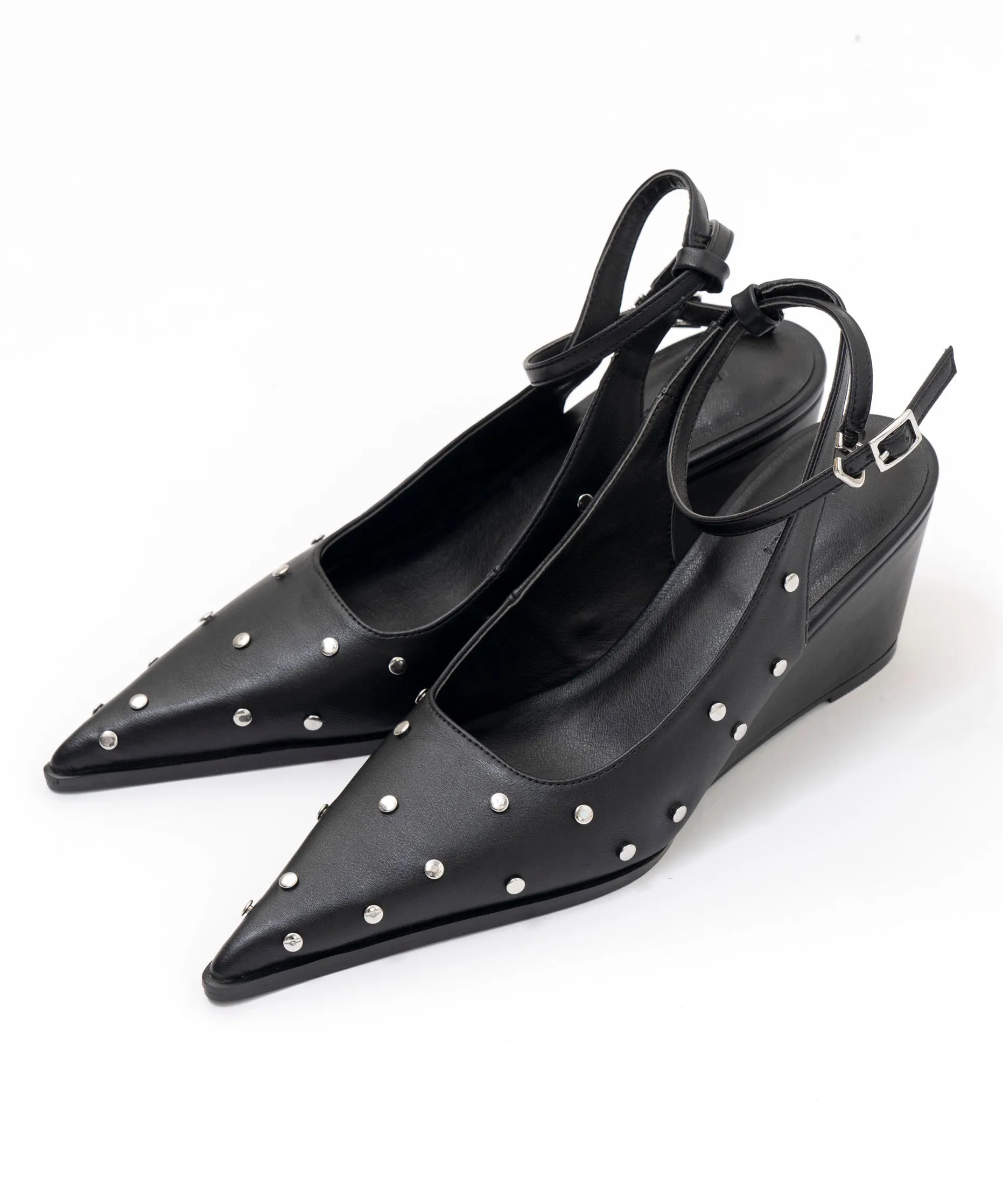 2way Studs Wedge Sole Pumps