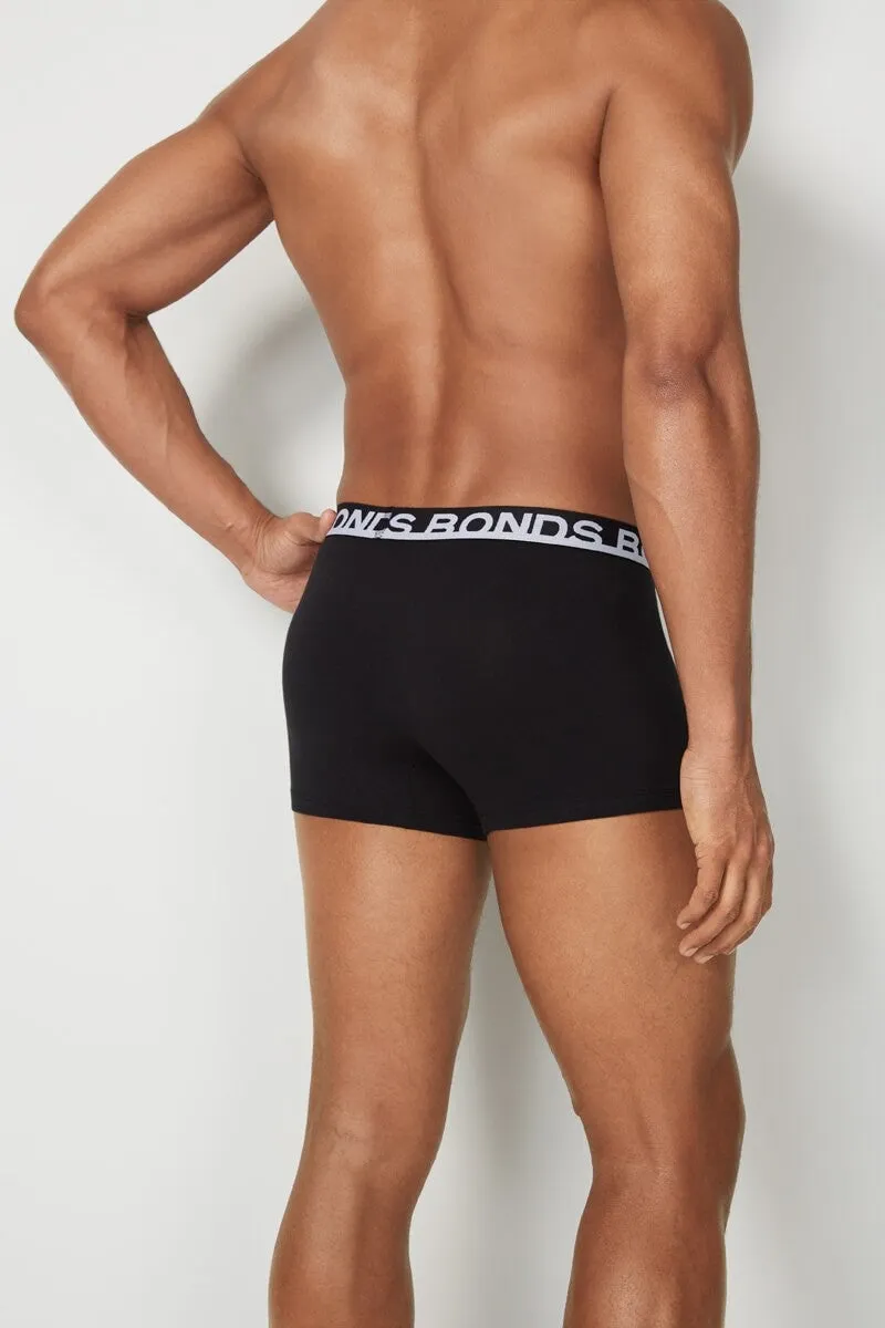 3 x Bonds Mens Everyday Trunks Underwear Black