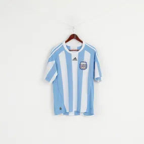 Adidas AFA Men M Shirt White Blue Striped Argentina Football Soccer Trikot Vintage Jersey Top