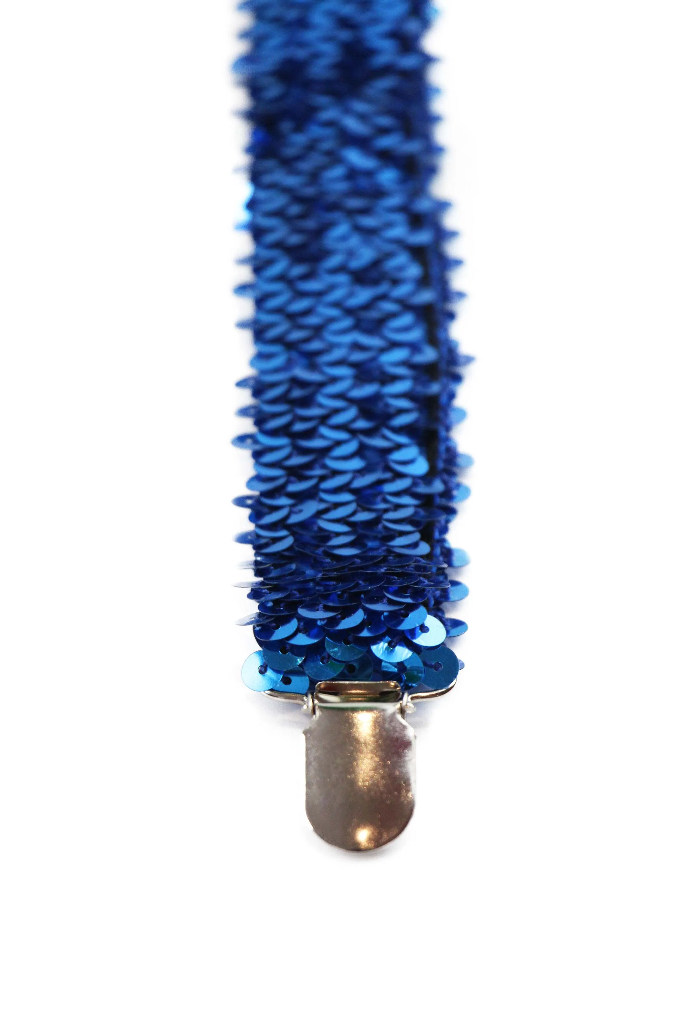 Adjustable 100cm Blue Mens & Womens Sequin Suspenders