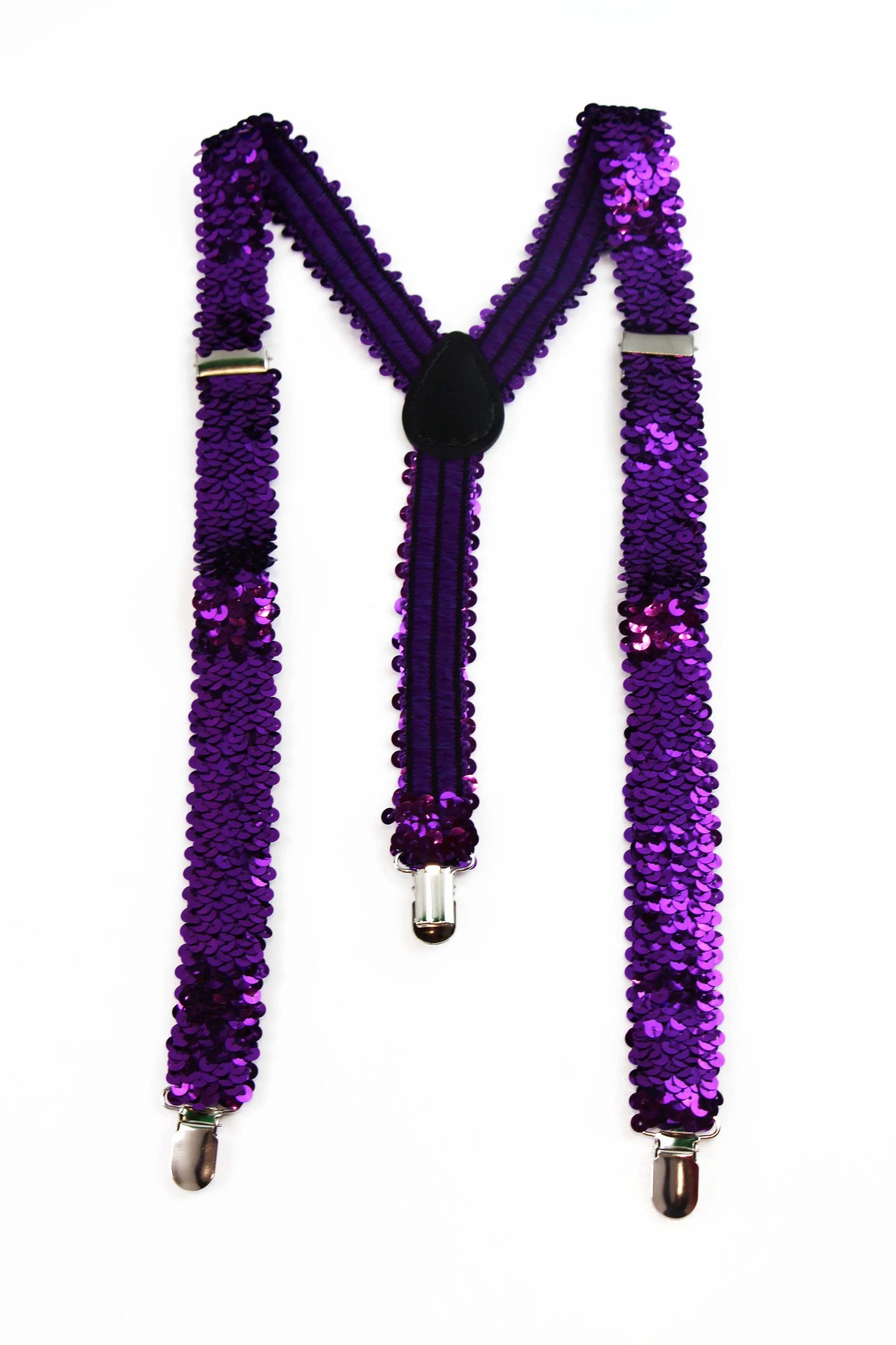 Adjustable 100cm Purple Mens & Womens Sequin Suspenders