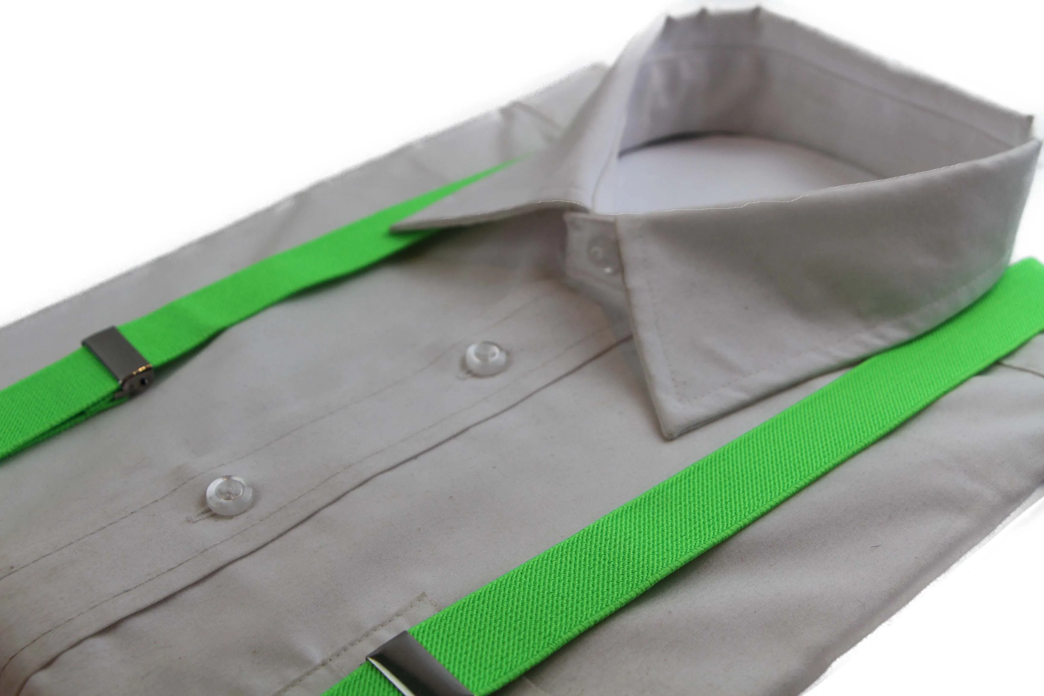 Adjustable 85cm Fluro Green Adult Mens Suspenders