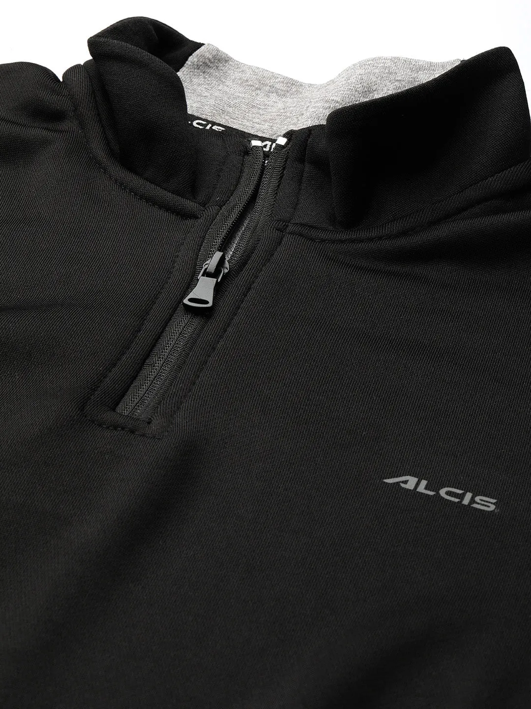 Alcis Men Black Grey Colourblocked Sweatshirt