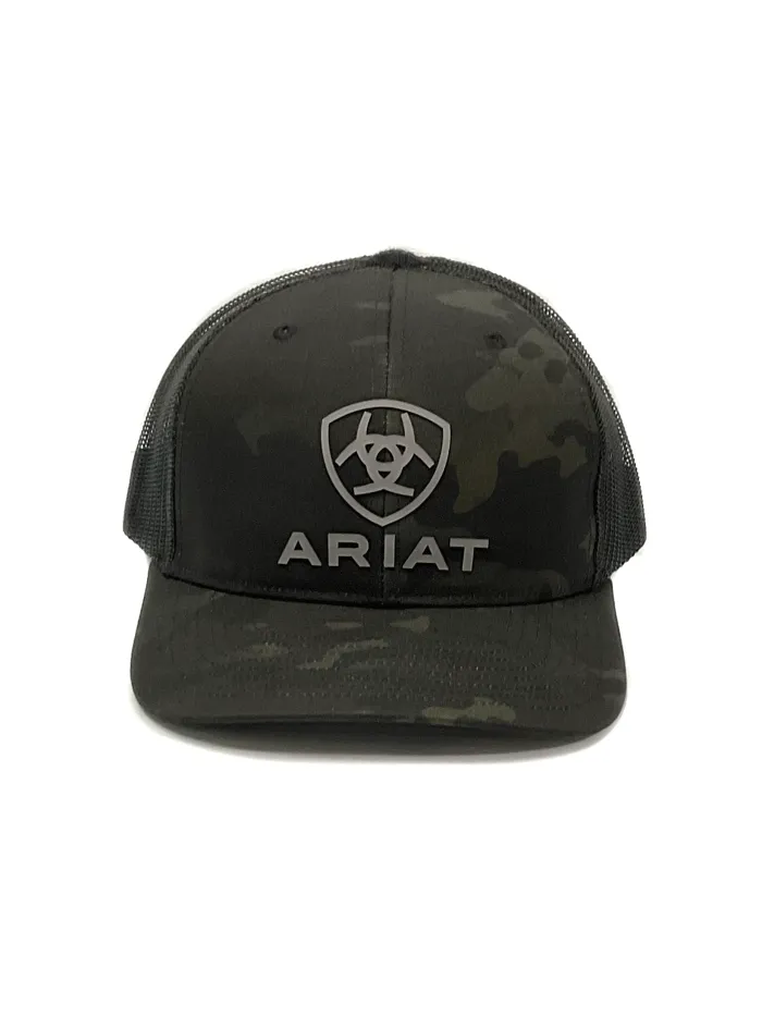 Ariat A300017101 R112 Snap Back Rubber Logo Cap Black Camo