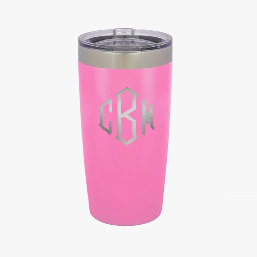 Block Monogram 20 oz Colored Coffee Tumbler w/Clear Lid