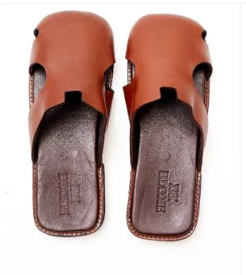 Bloke Brown Migrant Mule Slippers with cut-outs