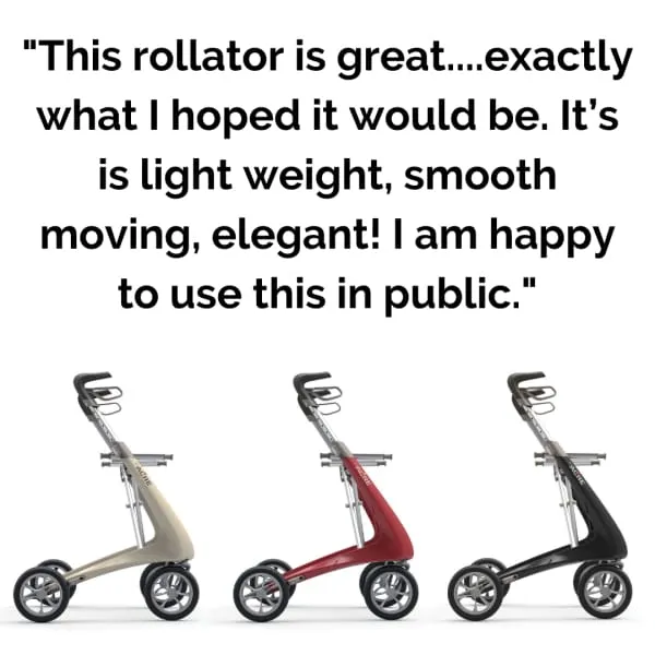 Carbon Ultralight Rollator Walker in 5 Colors and 3 Widths