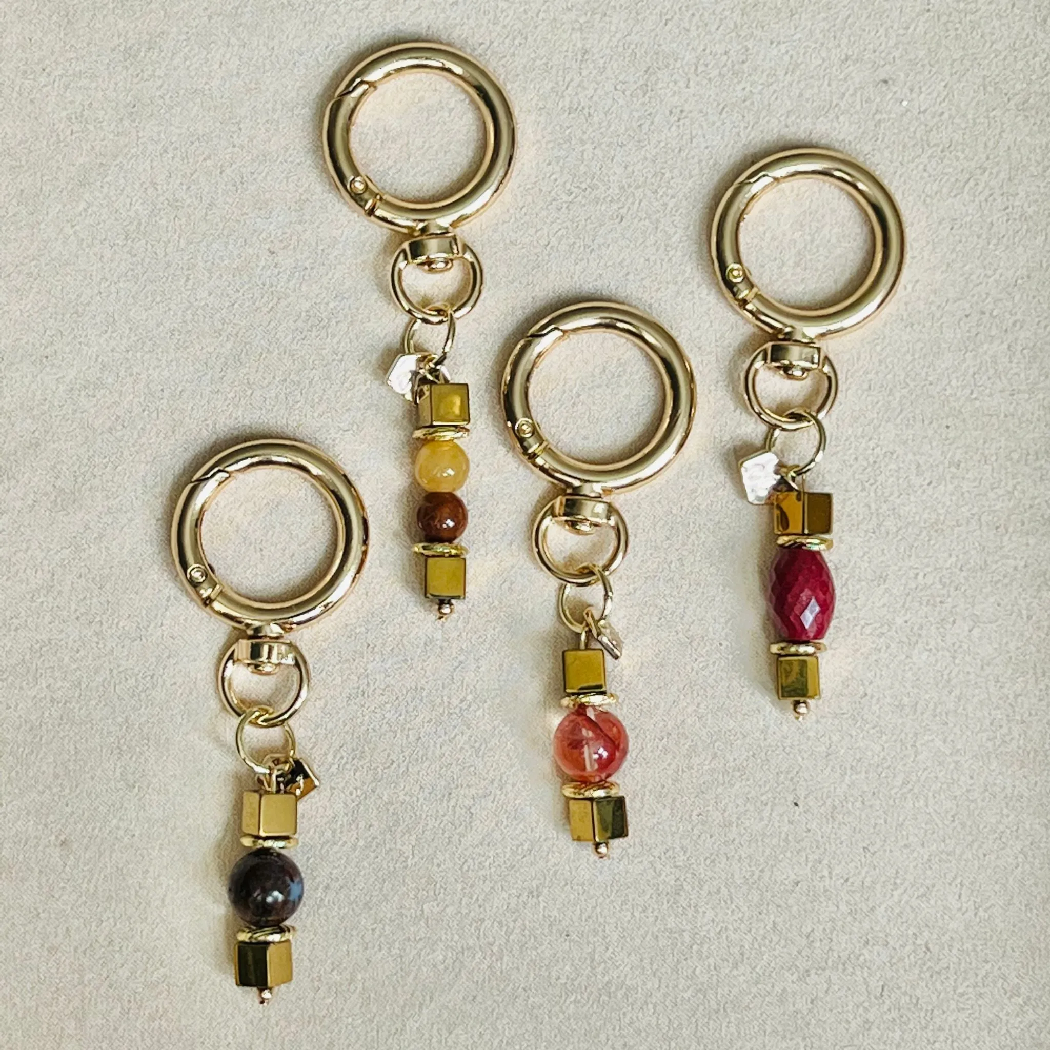 Cinnabar & Gold Hematite Bag Charm/ Key Ring