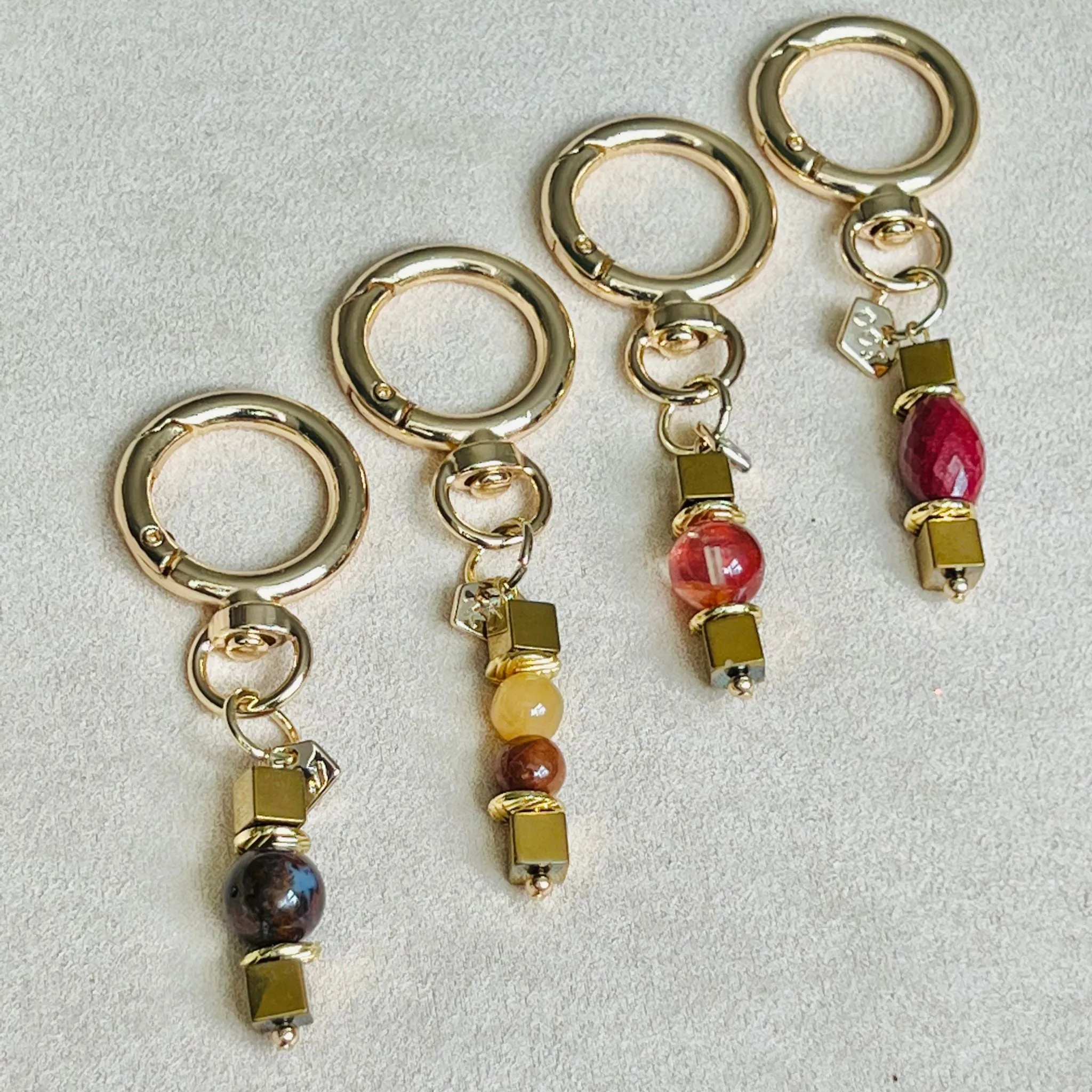 Cinnabar & Gold Hematite Bag Charm/ Key Ring