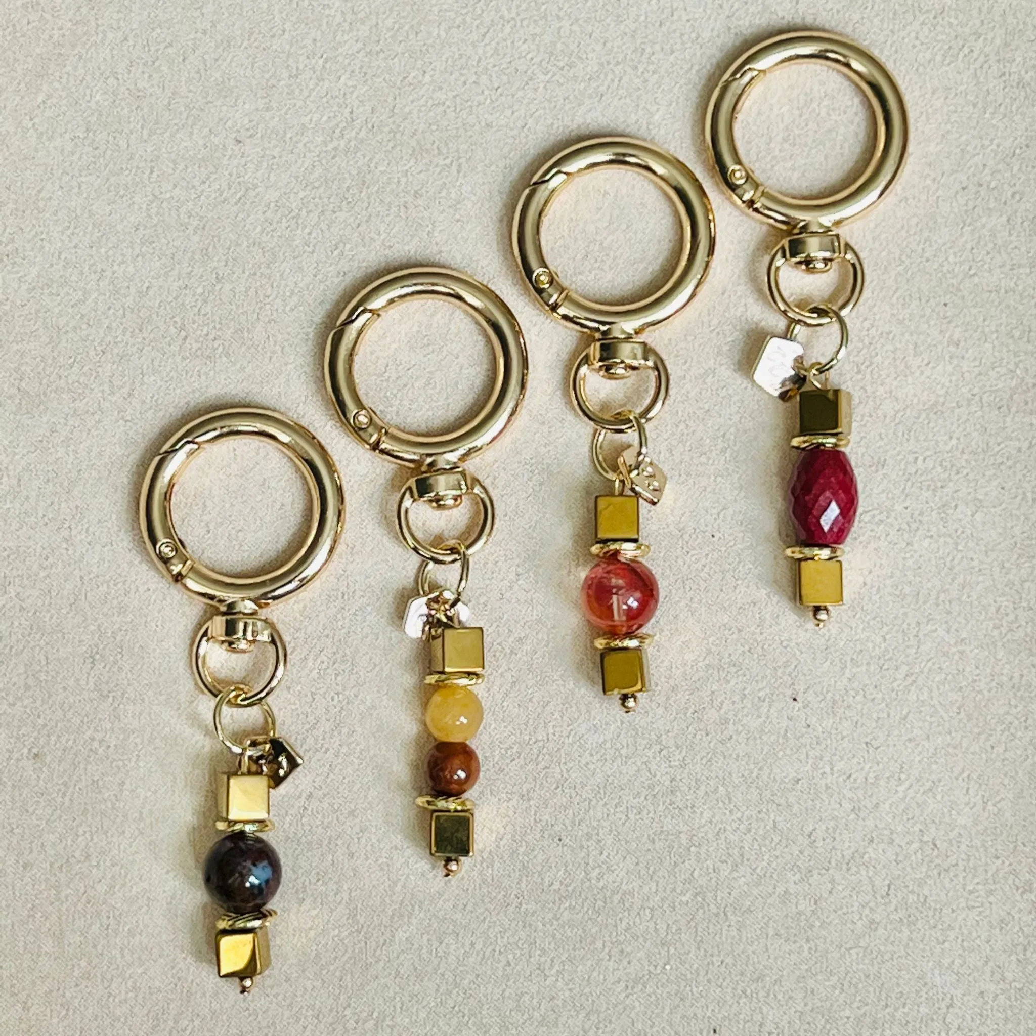 Cinnabar & Gold Hematite Bag Charm/ Key Ring