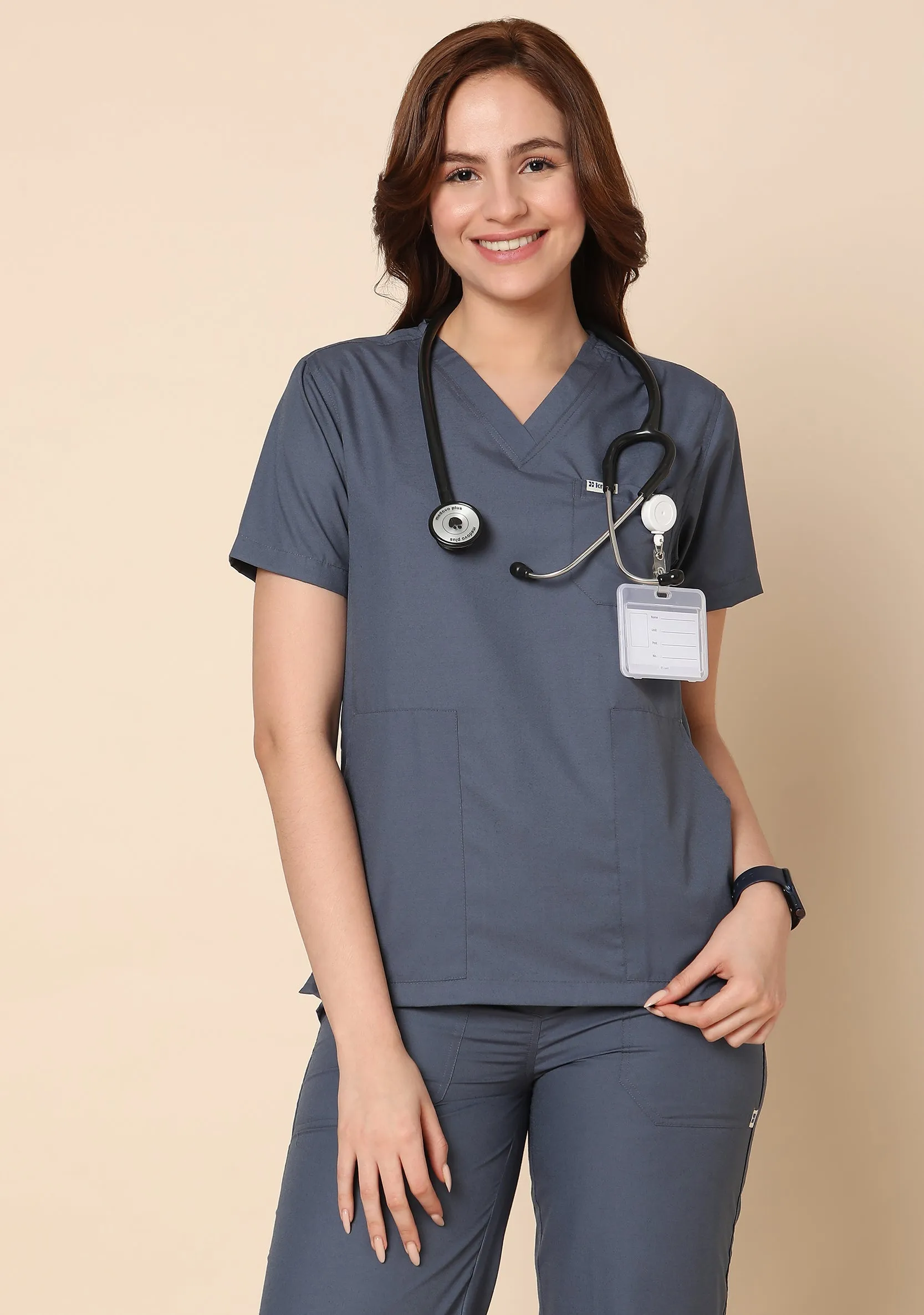 Classic Women's 5-Pocket (Heather Grey) Scrub