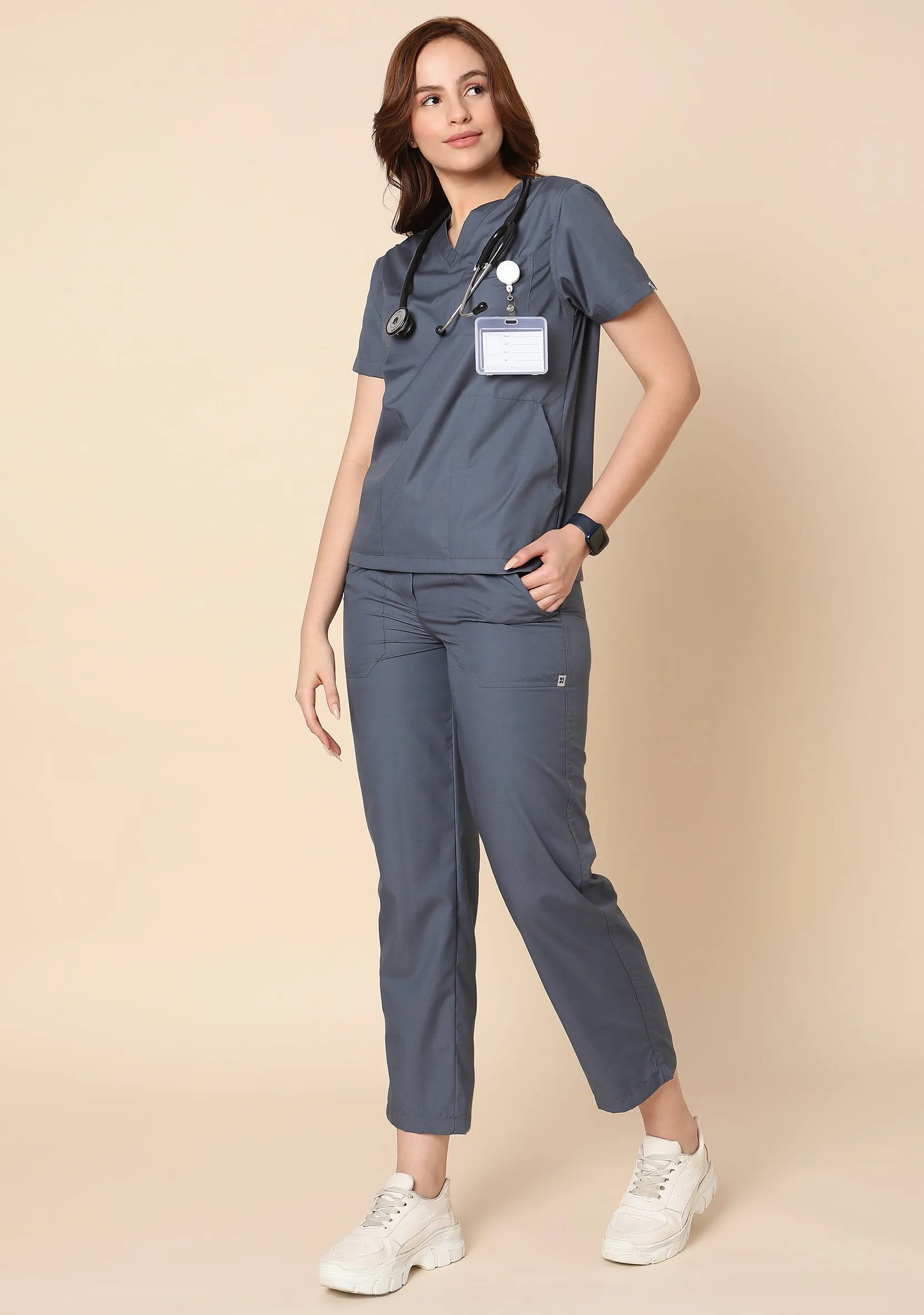 Classic Women's 5-Pocket (Heather Grey) Scrub