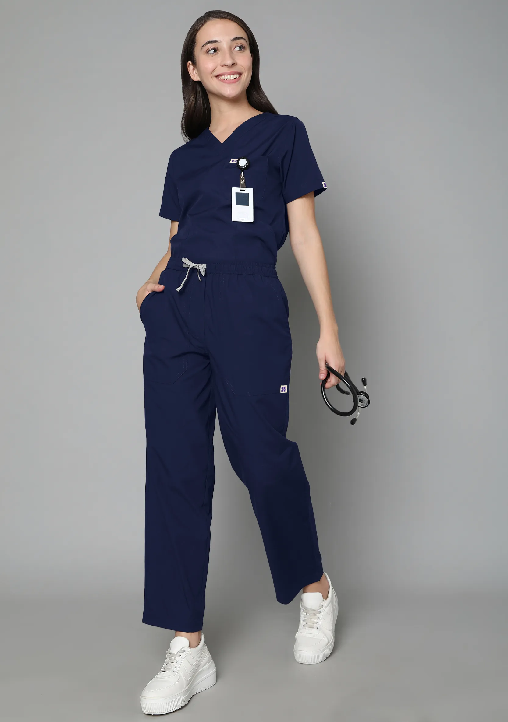 Classic Women's 5-Pocket (Navy Blue) Scrub