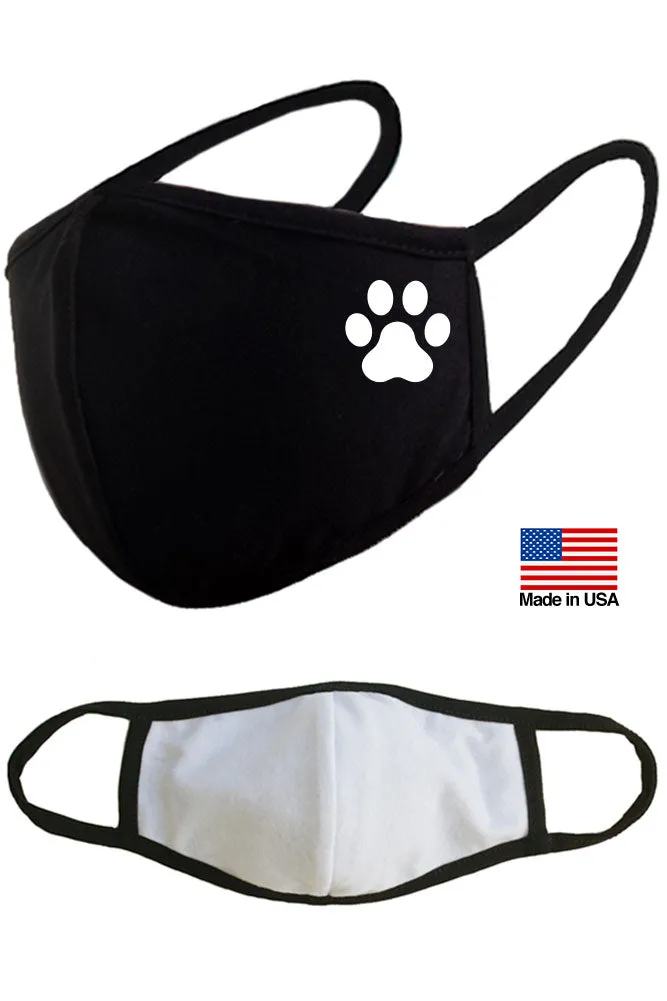 Dog Paw Reusable Washable Cotton Face Masks - Made in USA