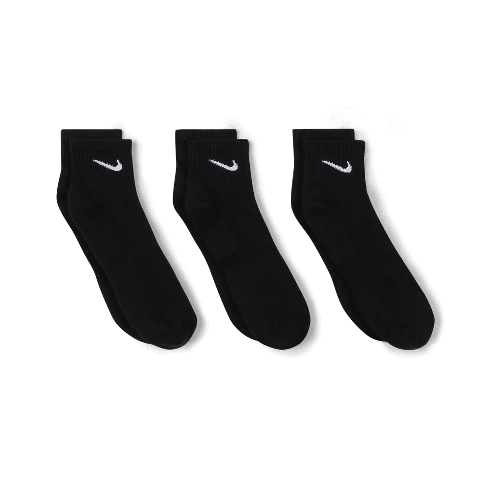 Everyday Cushioned Training Ankle Socks (3 Pairs) 'Black/White'