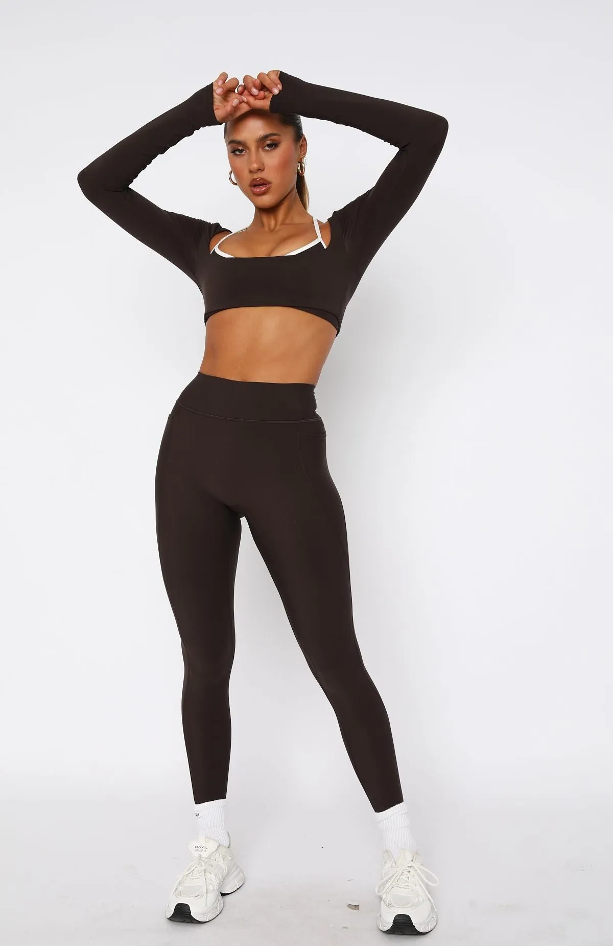 Flexi High Waisted Pocket Leggings Espresso