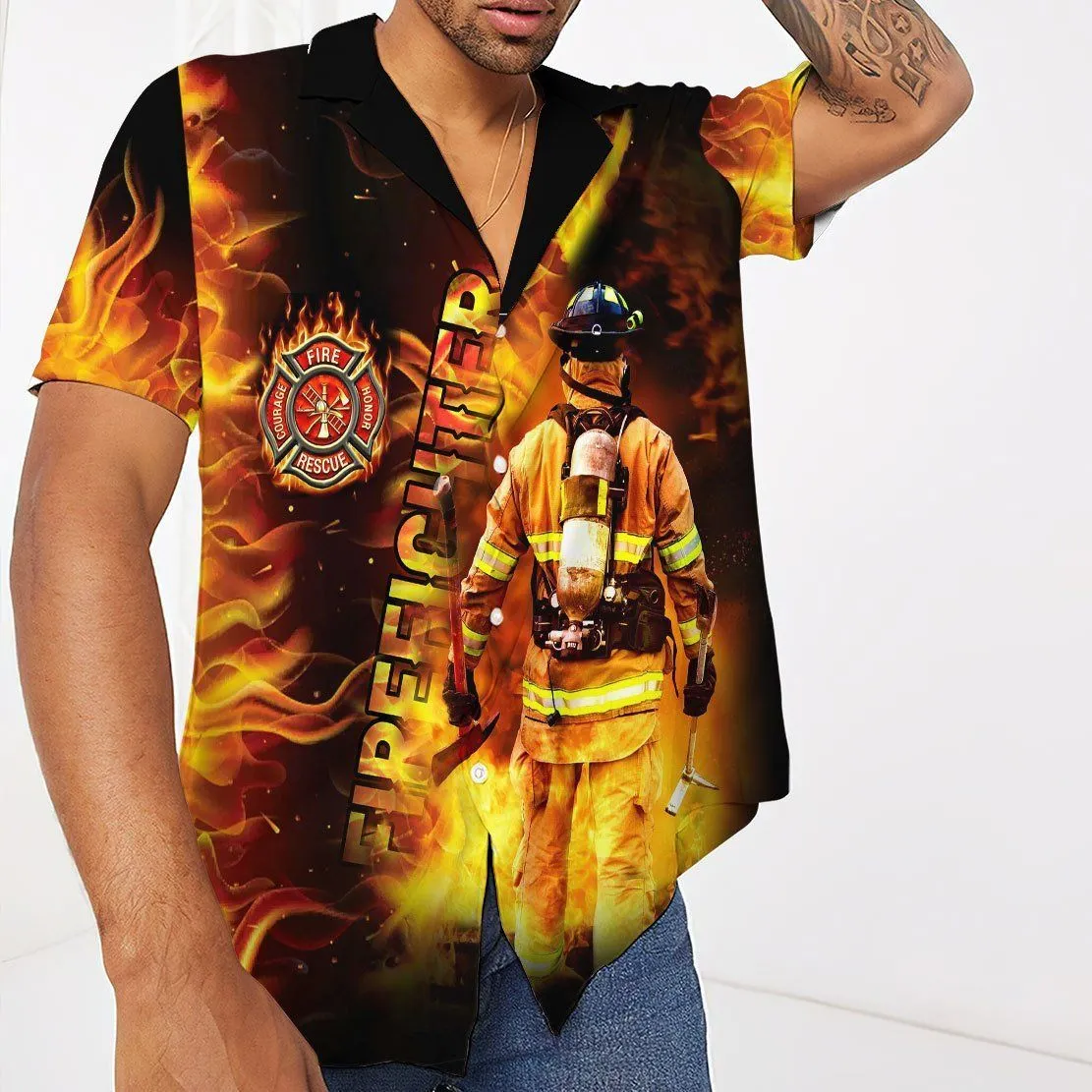 Gearhuman 3D Firefighter Hawaii Shirt