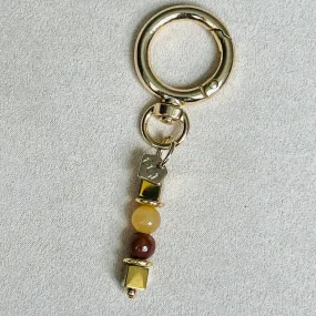 Golden Jade, Brown Jade & Gold Hematite Bag Charm/ Key Ring