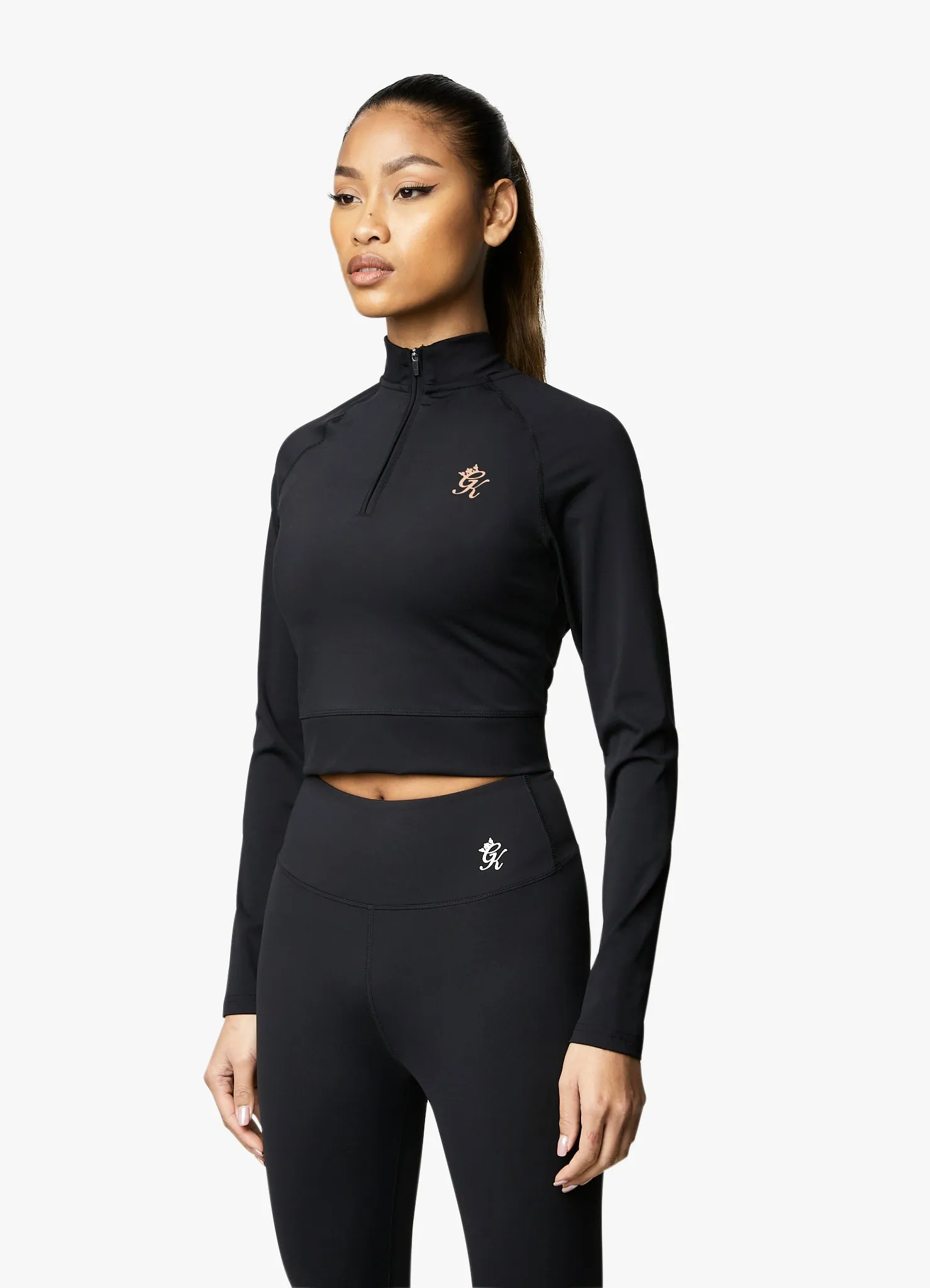 Gym King 1/4 Zip Funnel - Black/Rose Gold