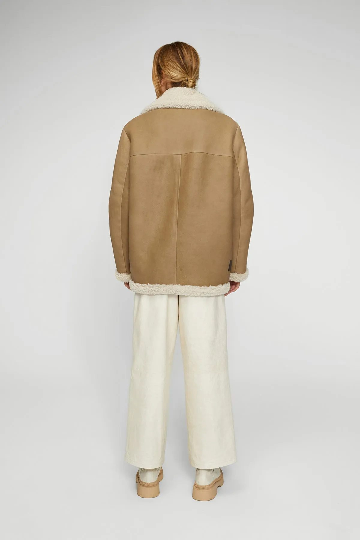 Harper - Sand Beige Shearling Coat