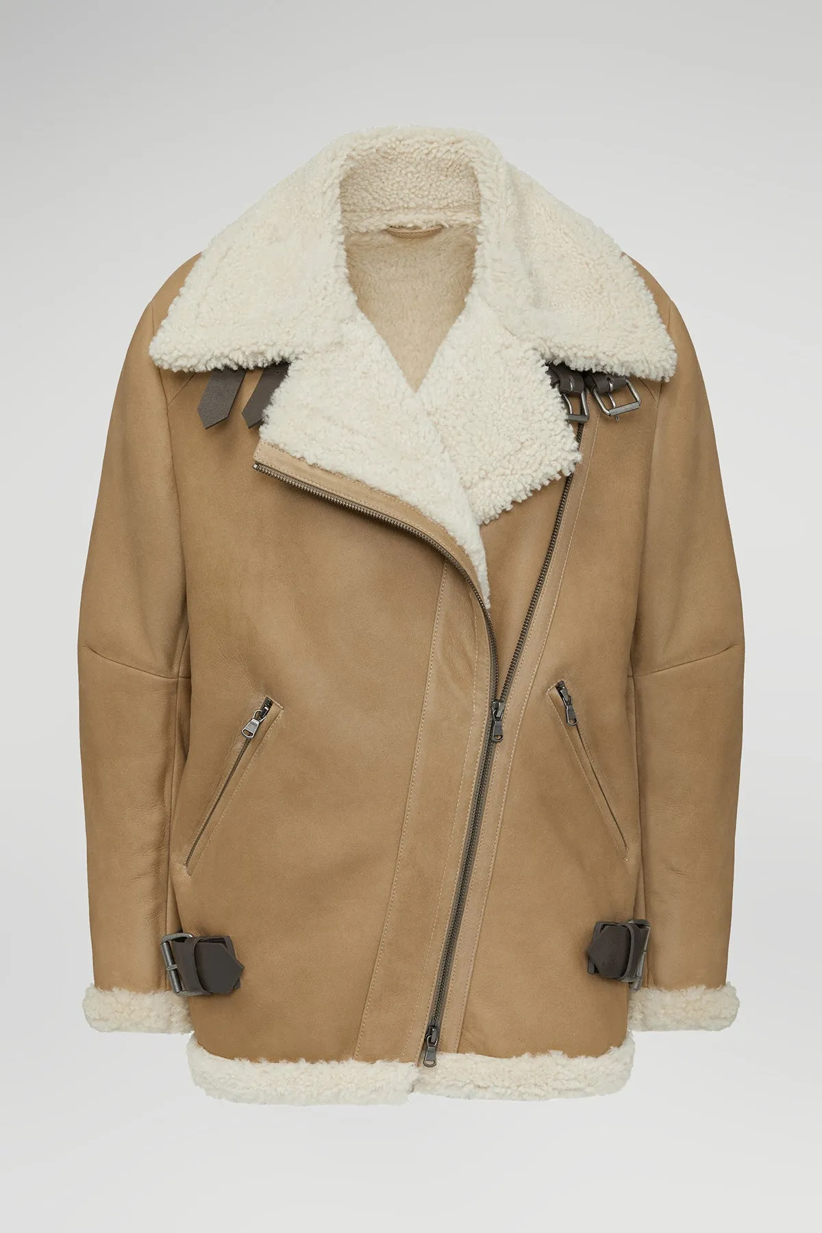 Harper - Sand Beige Shearling Coat