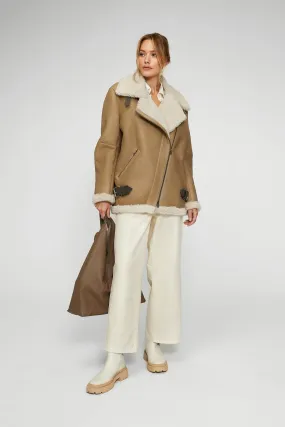 Harper - Sand Beige Shearling Coat