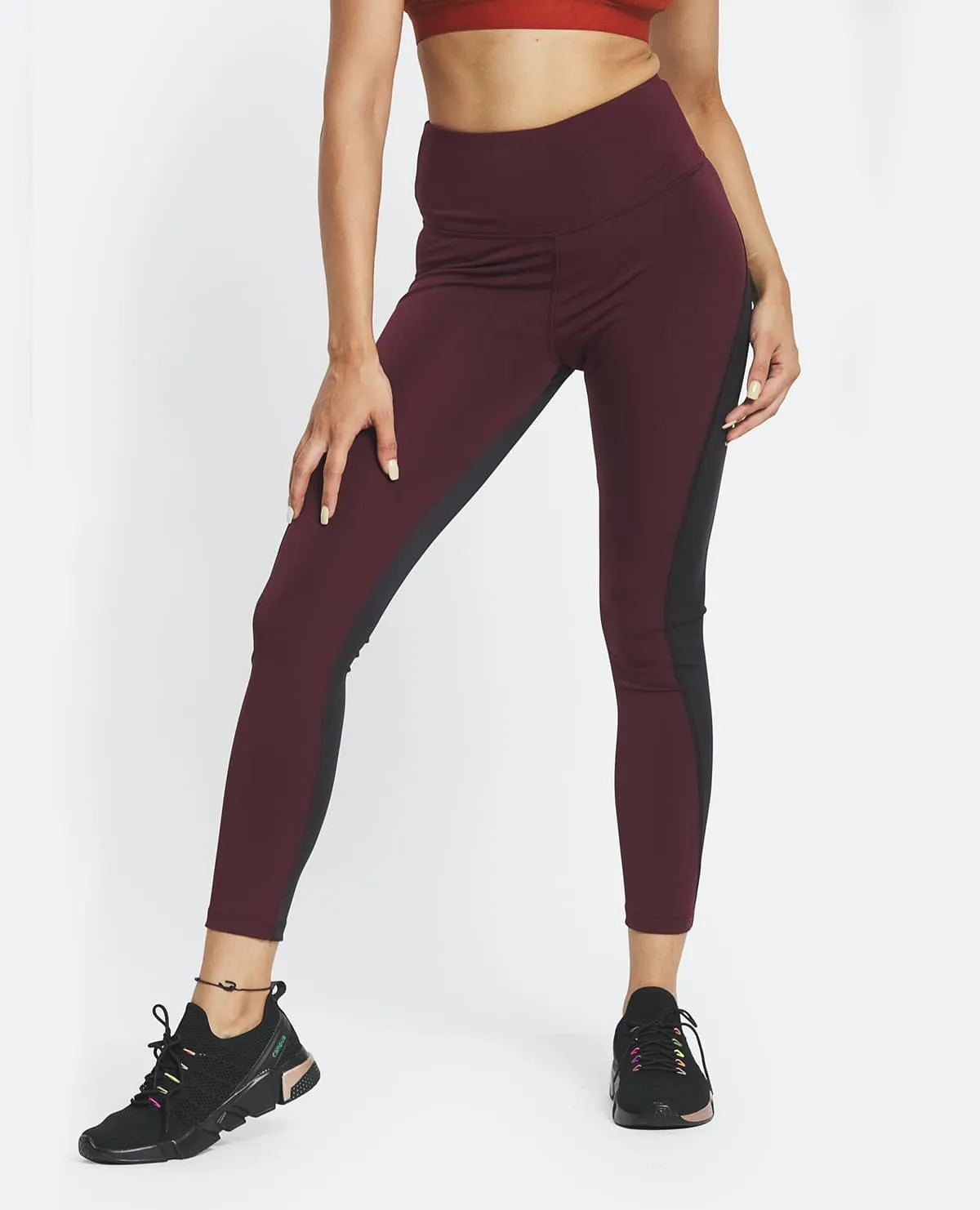 High Waisted Dual Coloured Leggings in Second SKN Fabric