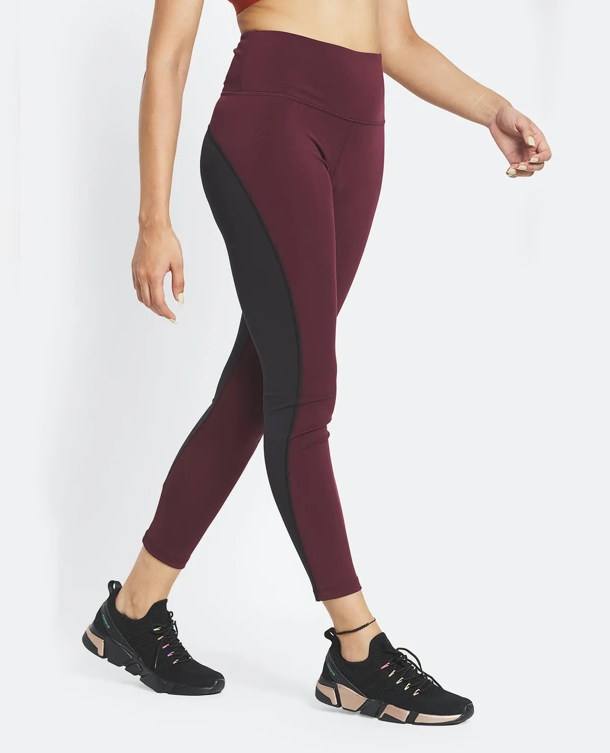 High Waisted Dual Coloured Leggings in Second SKN Fabric