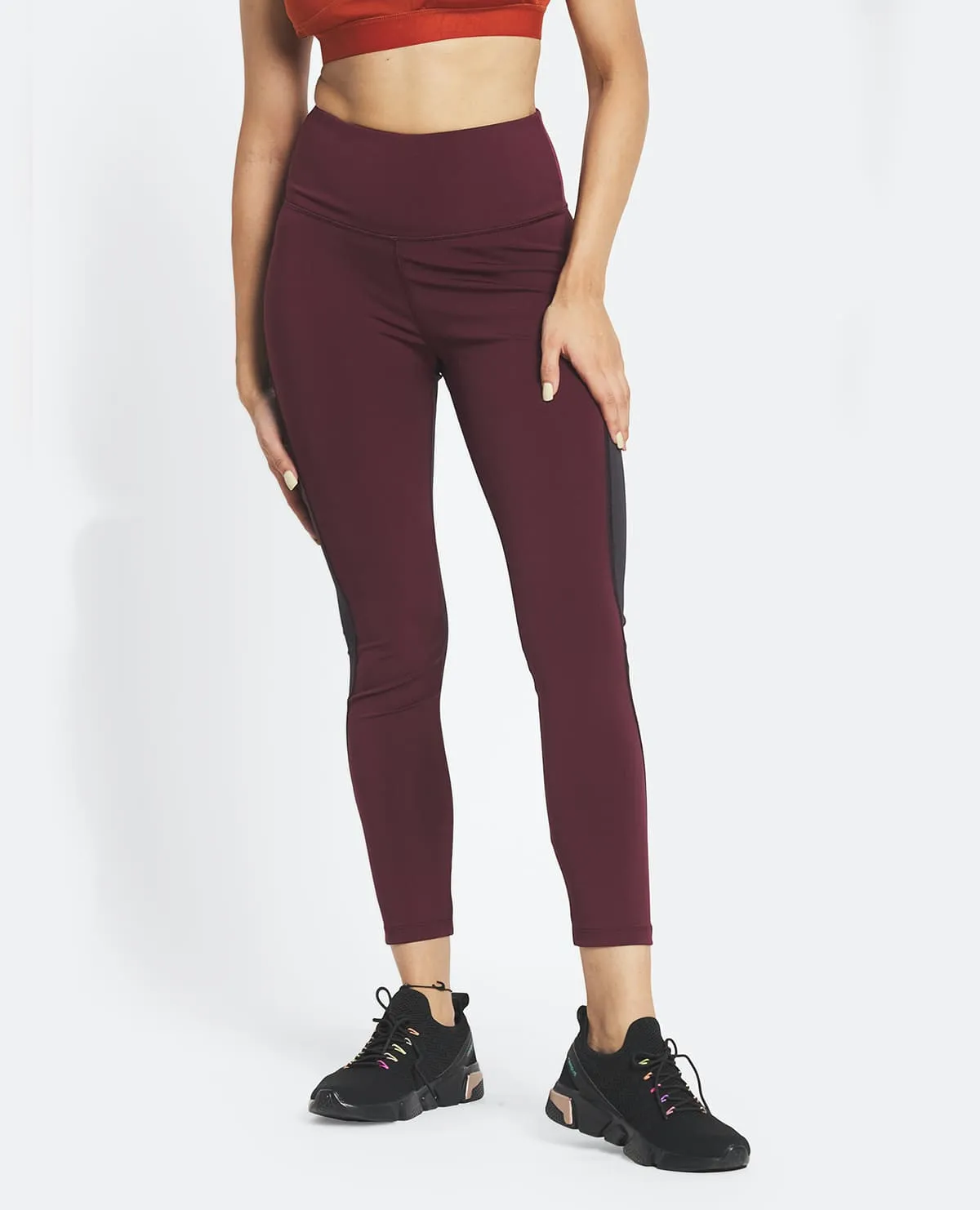 High Waisted Dual Coloured Leggings in Second SKN Fabric