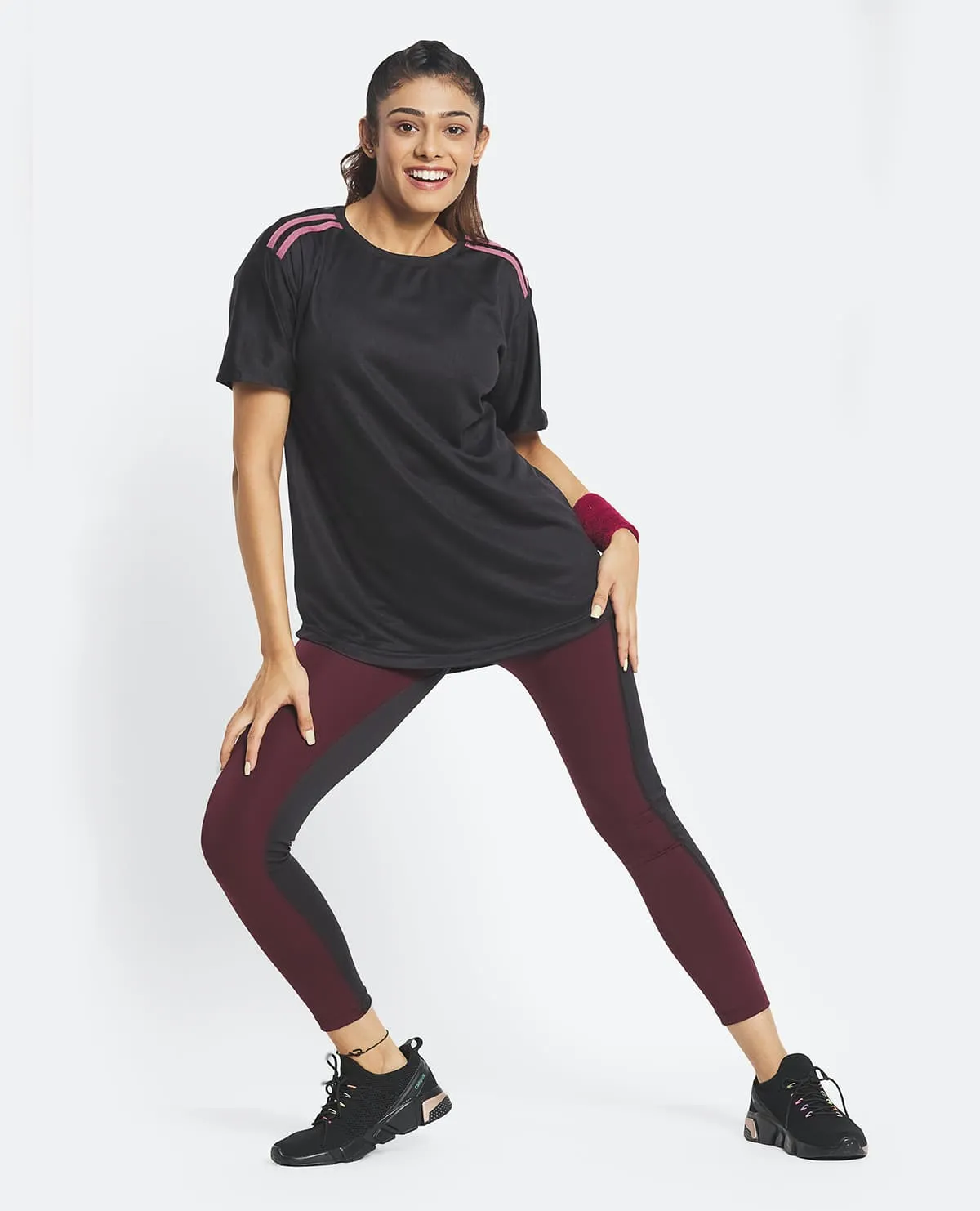 High Waisted Dual Coloured Leggings in Second SKN Fabric