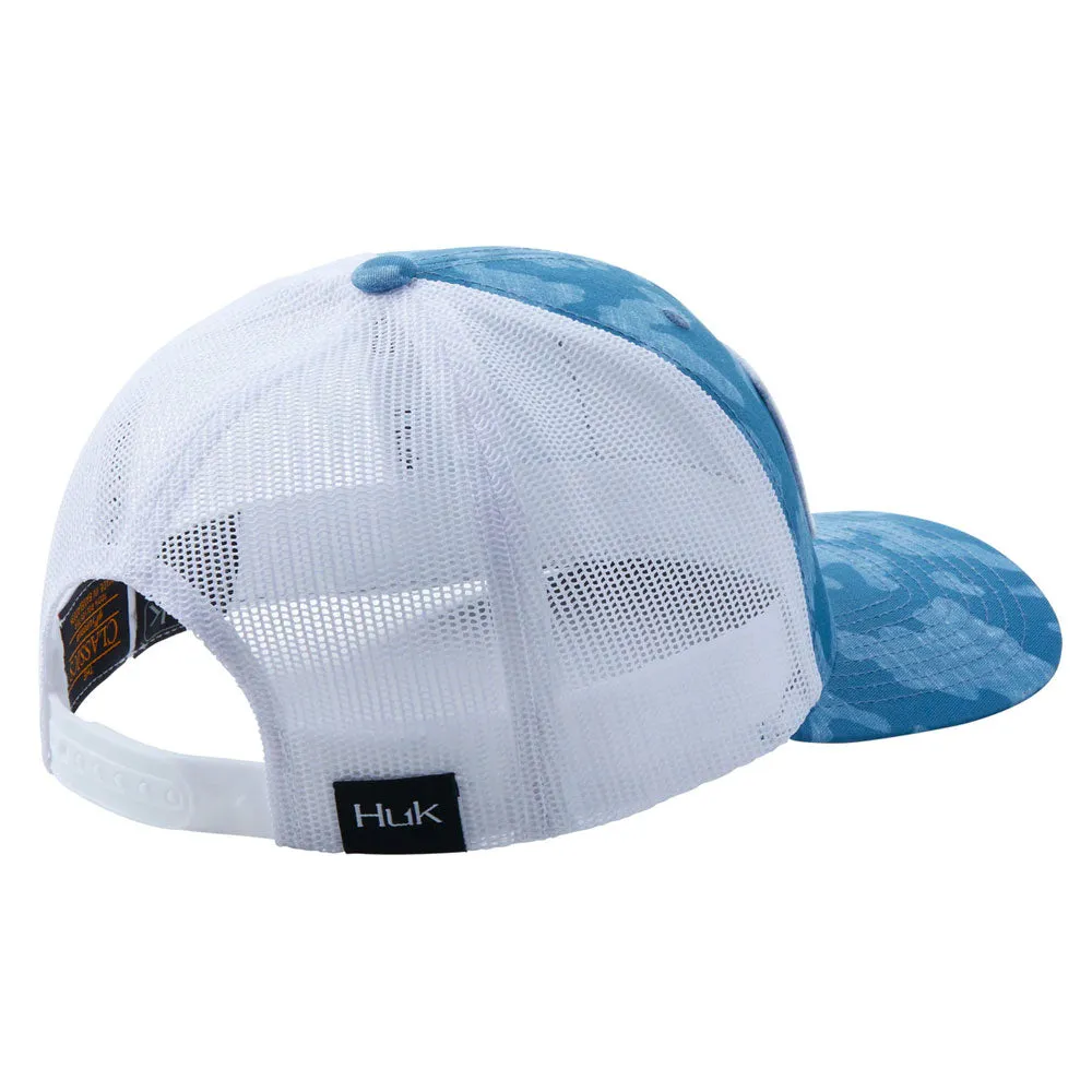 HUK Running Lakes Trucker Snap Back Hat- Titanium Blue