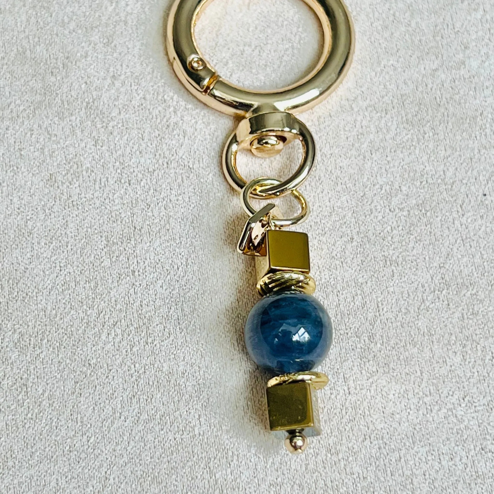 Iolite & Gold Hematite Bag Charm/ Key Ring