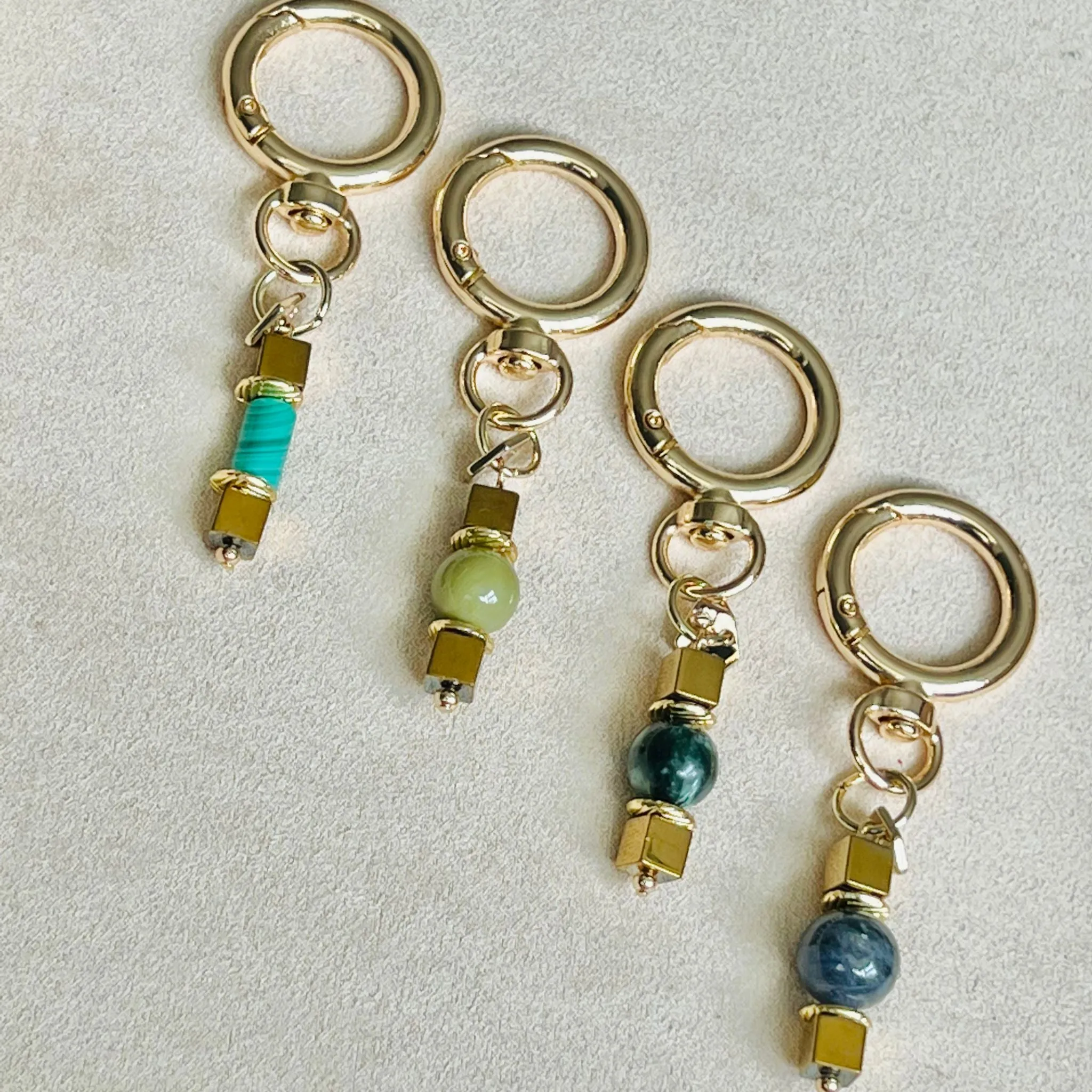 Iolite & Gold Hematite Bag Charm/ Key Ring