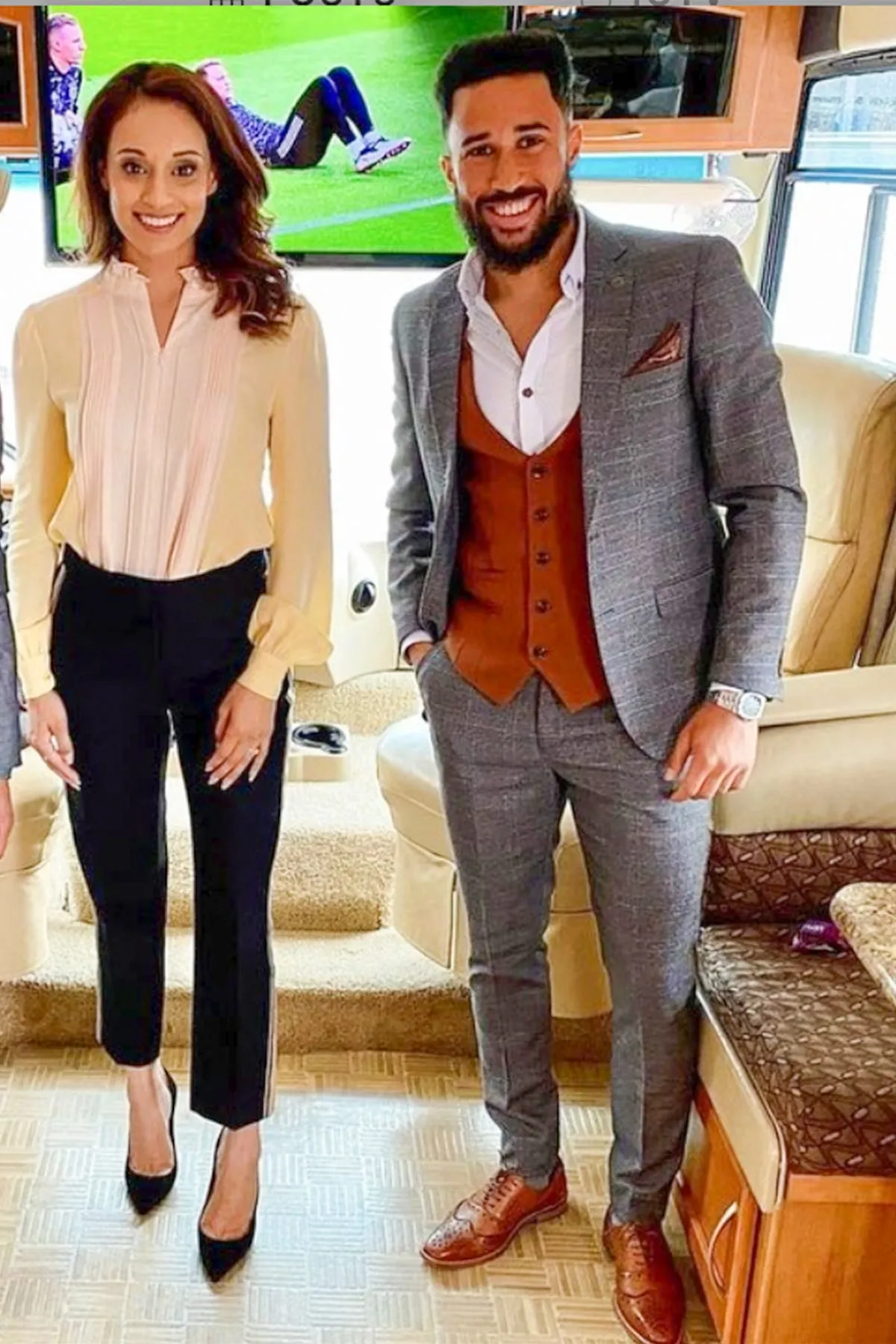 Luton Town Footballer Andros Townsend in Jenson Grey Check Suit & Kelvin Tan Waistcoat