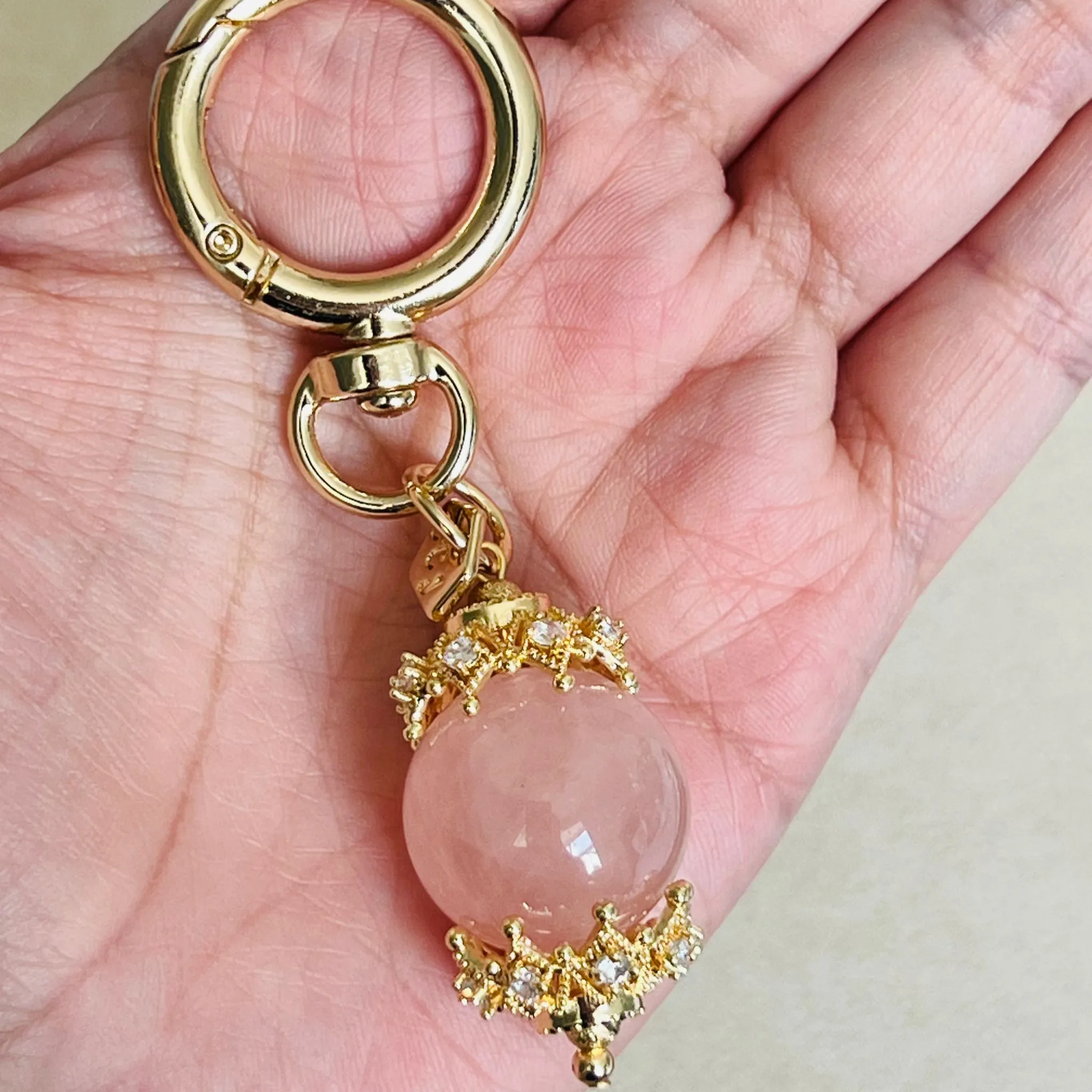 Madagascar Rose Quartz Bag Charm/Key Ring