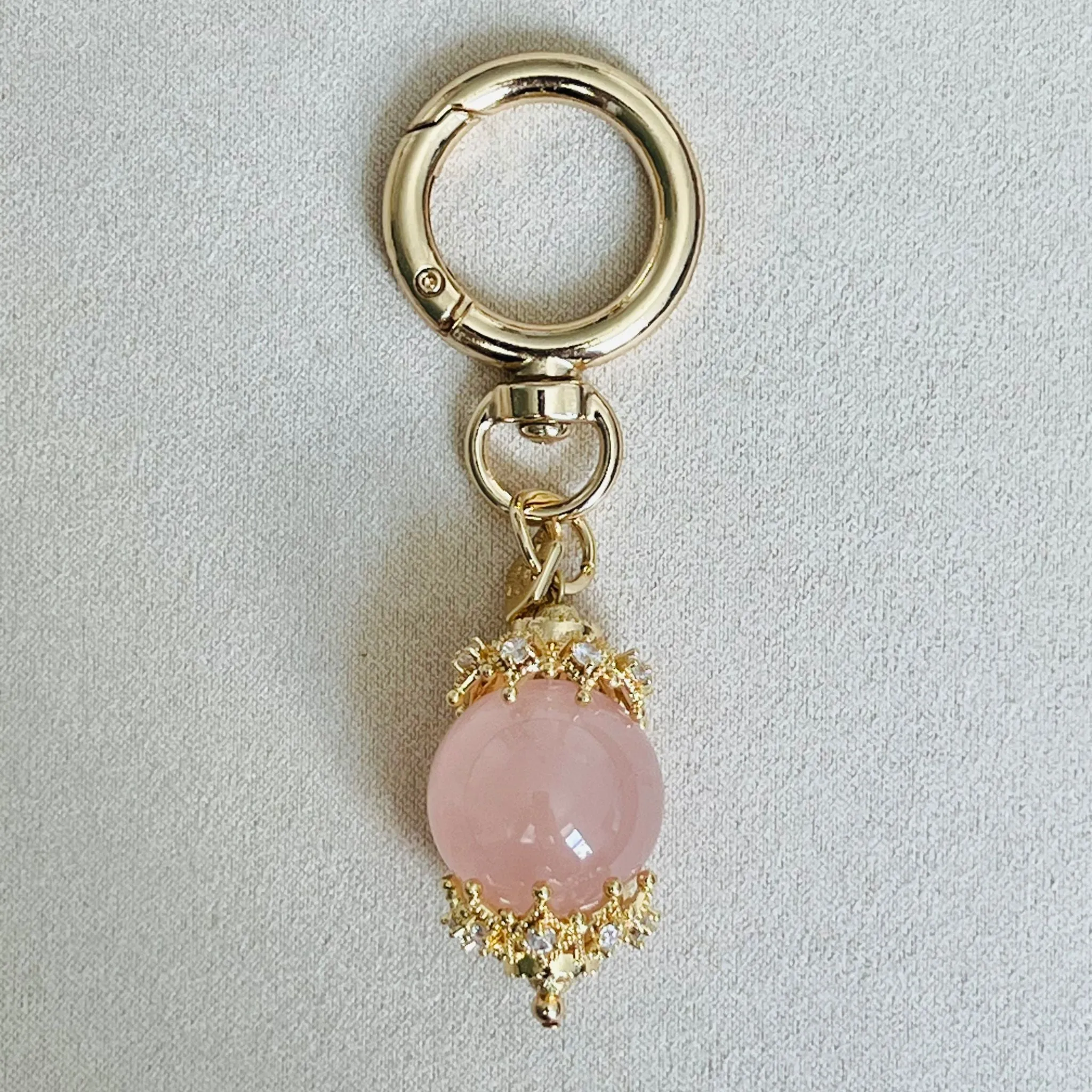 Madagascar Rose Quartz Bag Charm/Key Ring