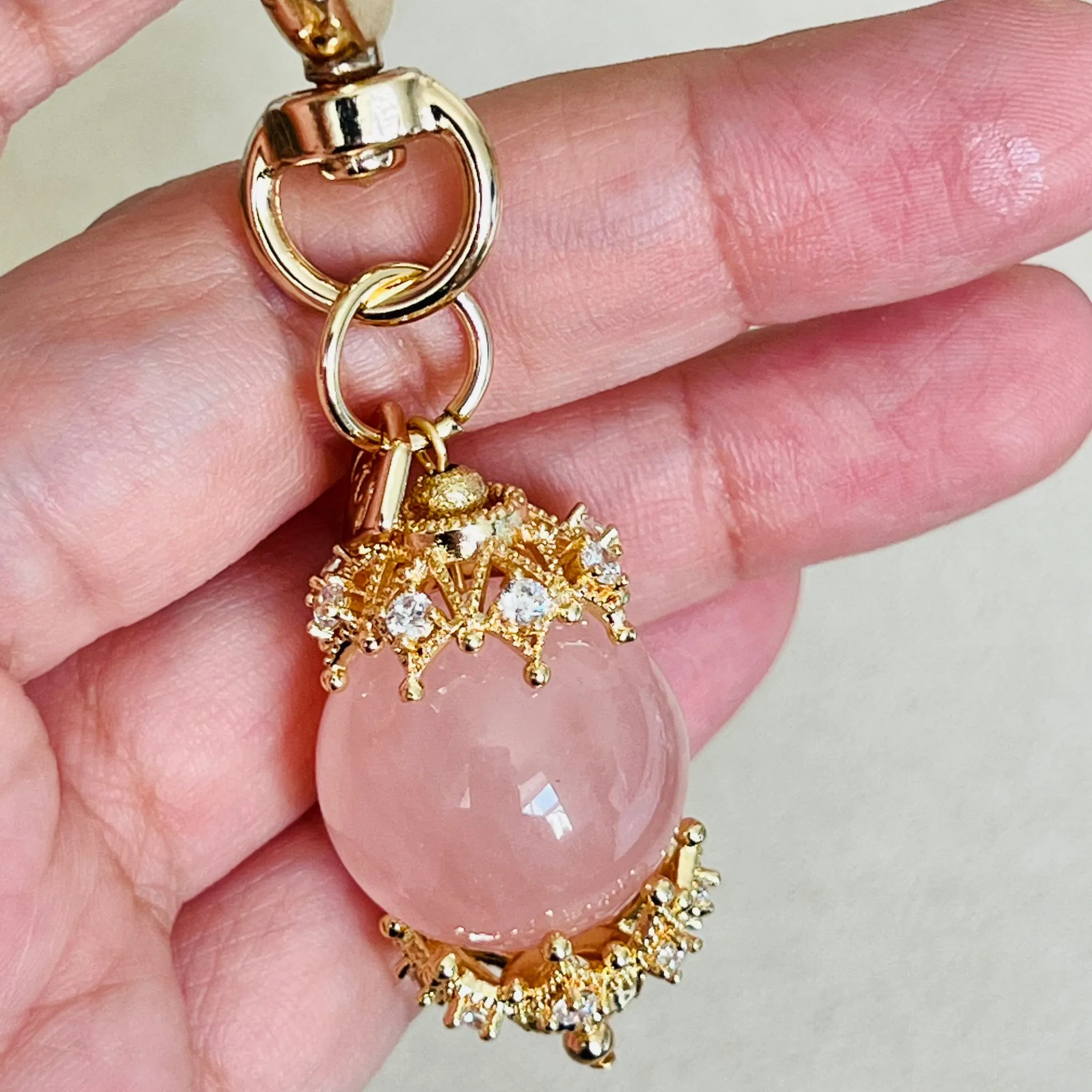 Madagascar Rose Quartz Bag Charm/Key Ring