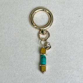 Malachite & Gold Hematite Bag Charm/ Key Ring