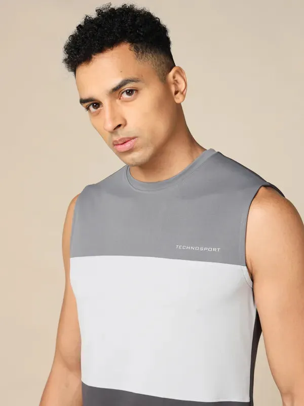 Men Colorblock Slim Fit Crew Neck Innerwear Vest with TECHNO COOL 