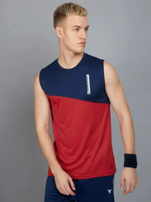 Men Colorblock Slim Fit Crew Neck Innerwear Vest with TECHNO COOL 