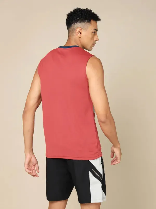 Men Colorblock Slim Fit Crew Neck Innerwear Vest with TECHNO COOL 