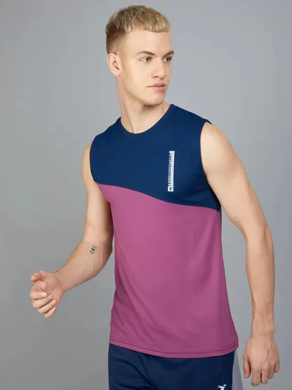 Men Colorblock Slim Fit Crew Neck Innerwear Vest with TECHNO COOL 