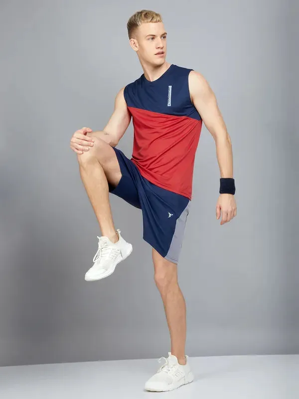 Men Colorblock Slim Fit Crew Neck Innerwear Vest with TECHNO COOL 