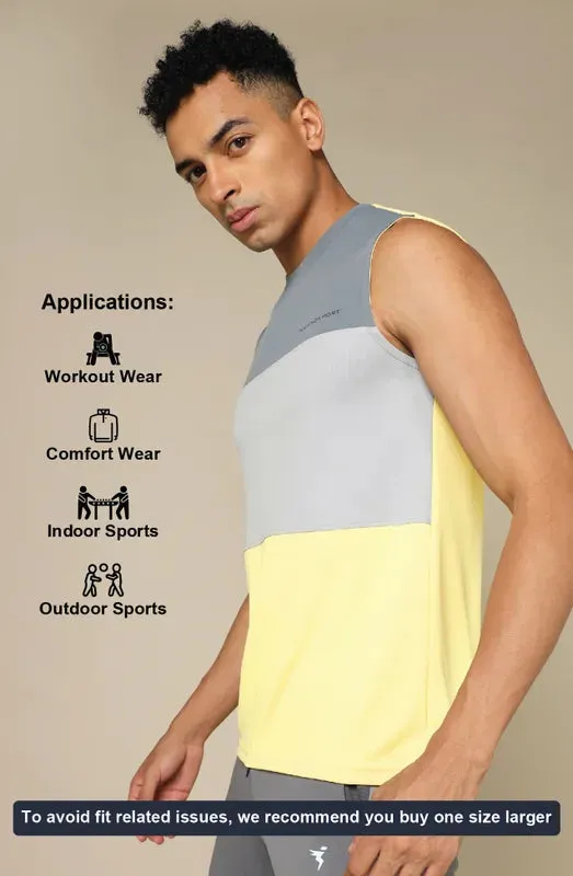 Men Colorblock Slim Fit Crew Neck Innerwear Vest with TECHNO COOL 