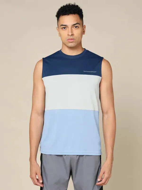 Men Colorblock Slim Fit Crew Neck Innerwear Vest with TECHNO COOL 