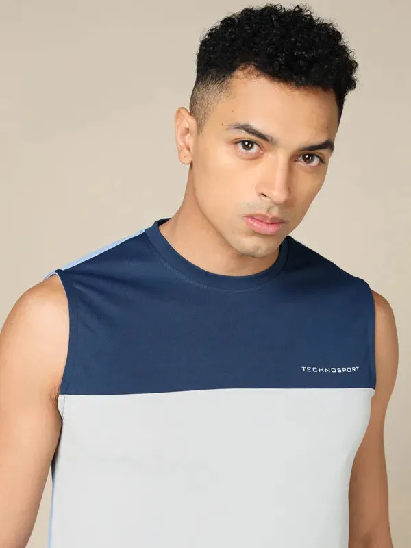 Men Colorblock Slim Fit Crew Neck Innerwear Vest with TECHNO COOL 