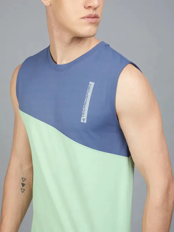 Men Colorblock Slim Fit Crew Neck Innerwear Vest with TECHNO COOL 